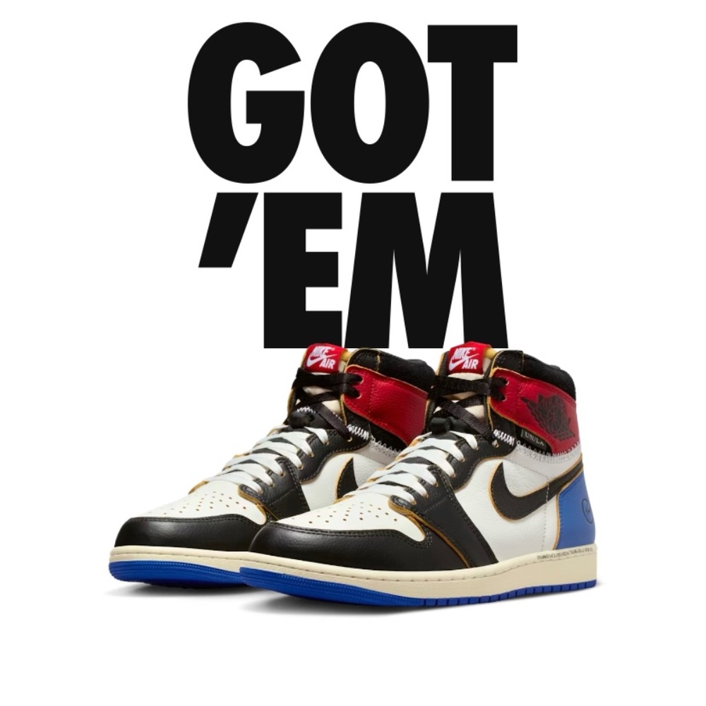 Jordan 1 Retro High OG SP Fragment x Union LA Varsity Red Sport Royal Size 12